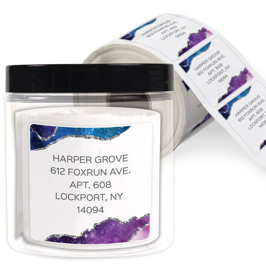 Stylish Agate Square Address Labels in a Jar